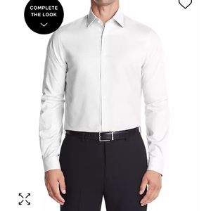 Michael Kors Airsoft Stretch Regular Fit White Long Sleeve Button Down